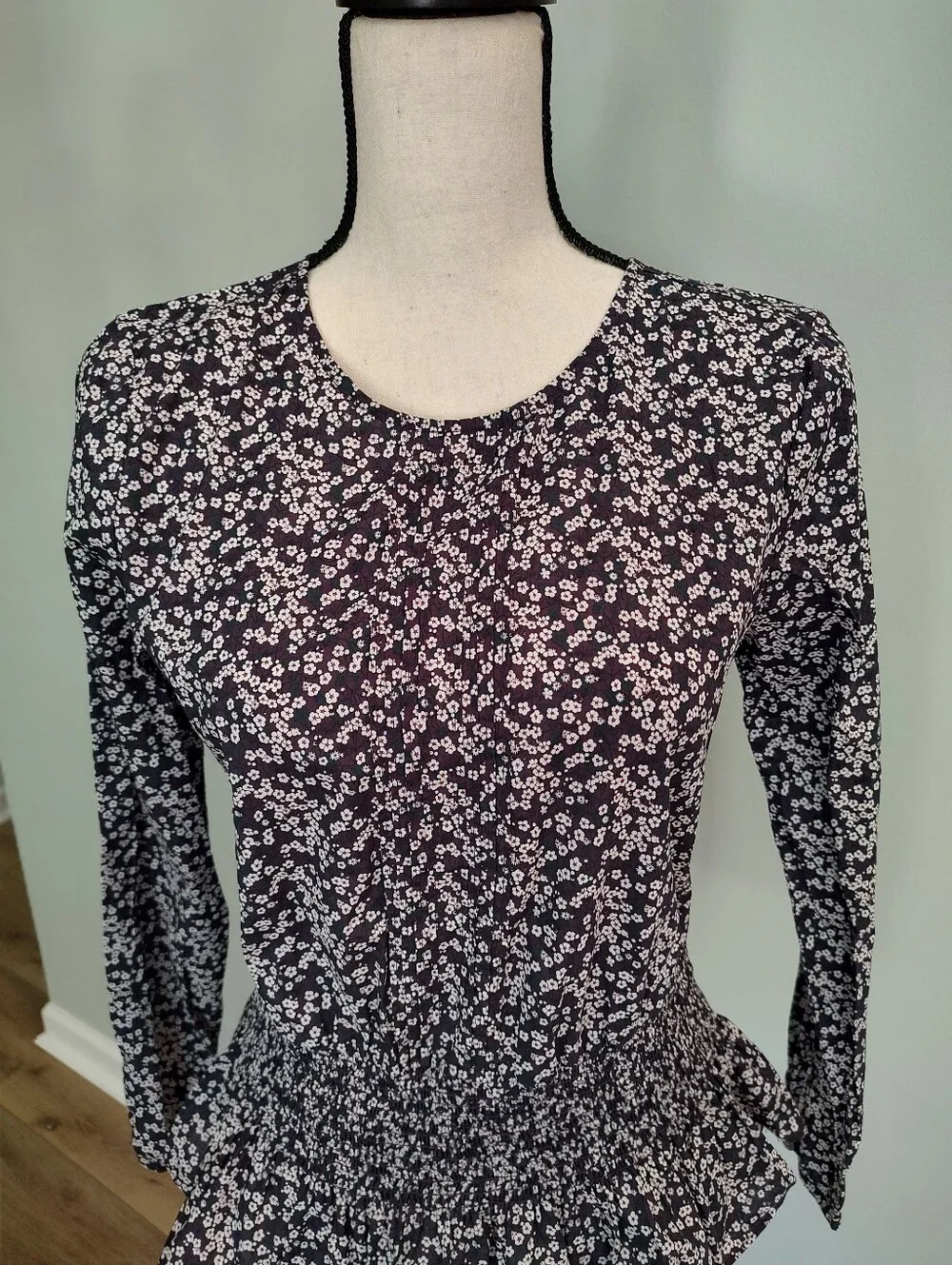 J. Crew Liberty Fabric Misti Valeria Floral Top Purple White Black Smock…